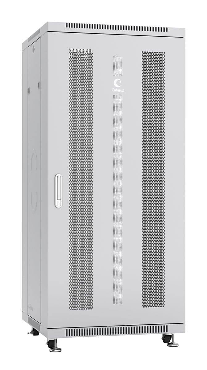 Cabeus ND-05C-27U60/60 Шкаф монтажный телекоммуникационный 19" напольный для распределительного и серверного оборудования 27U 600x600x1388mm (ШхГхВ) передняя и задняя перфорированные двери, ручка с замком, цвет серый (RAL 7035)