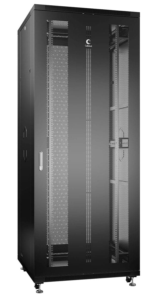 Cabeus ND-05C-47U80/100-BK Шкаф монтажный телекоммуникационный 19" напольный для распределительного и серверного оборудования 47U 800x1000x2277mm (ШхГхВ) передняя и задняя перфорированные двери, ручка