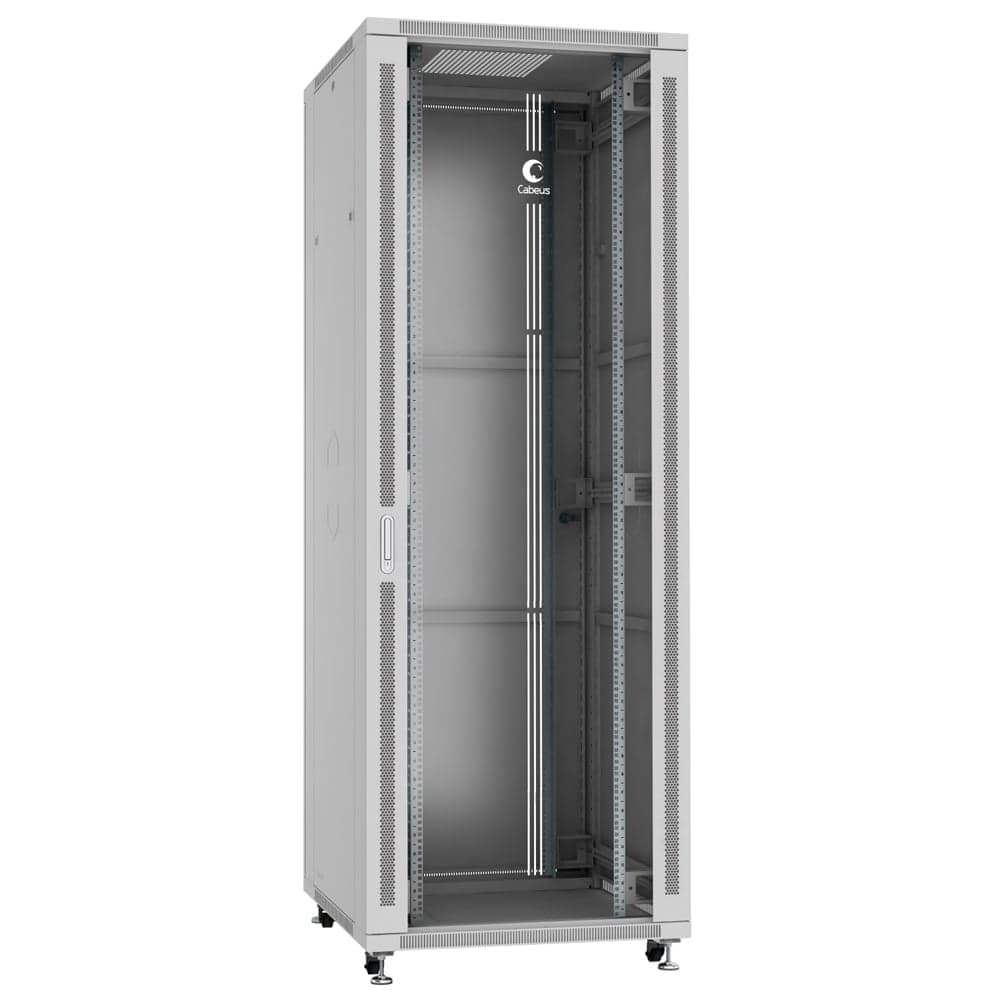 Cabeus SH-05C-47U80/80 Шкаф монтажный телекоммуникационный 19" напольный для распределительного и серверного оборудования 47U 800x800x2277mm (ШхГхВ) передняя стеклянная и задняя сплошная металлическая двери, ручка с замком, цвет серый (RAL 7035)