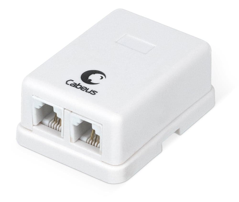Cabeus WS-6P4C-TEL-2 Розетка телефонная RJ-12(6P4C), двойная, внешняя, белая