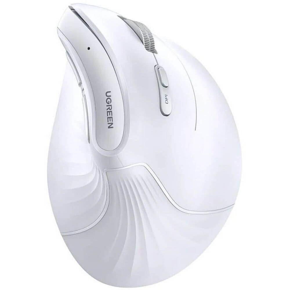Беспроводная компьютерная мышь вертикальная UGREEN MU008 (25759) Wireless Vertical Mouse 2.4 GHz&BT. Цвет: белый