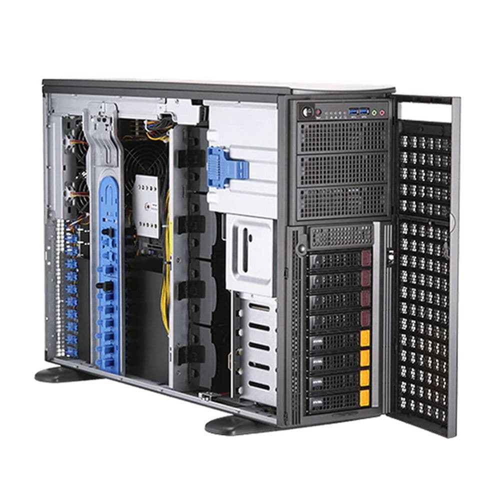 Платформа системного блока SuperMicro SYS-740GP-TNRT Tower/4U, 2xLGA4189, iC621A, 16xDDR4, 8x3.5 SATA/NVME, 2xM.2 PCIE 22110, 6x PCIEx16, 2x10GbE, IPMI, 2x2200W, black
