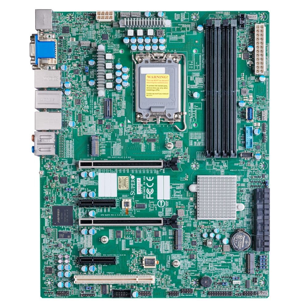Материнская плата SuperMicro Supermicro Motherboard MBD-X13SAE-F-B W680 LGA1700 No Memory 12th Generation Intel® Core™ i3/i5/i7/i9 Processors, Single Socket LGA-1700 supported, CPU TDP supports Up to 125W TDP Intel® W680 2 PCI-E 5.0 x16 slots (16/NA or 8/8)2 PCI-E 3.0 x4 1 - 5V PCI 32bit M.2 Interface: 3 PCI-E 4.0 x4, RAID 0 & 1