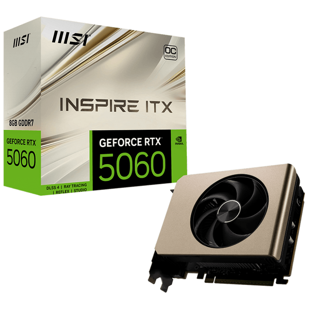 Видеокарта MSI RTX5060 INSPIRE ITX OC 8GB GDDR7 128bit 3xDP HDMI 1FAN RTL