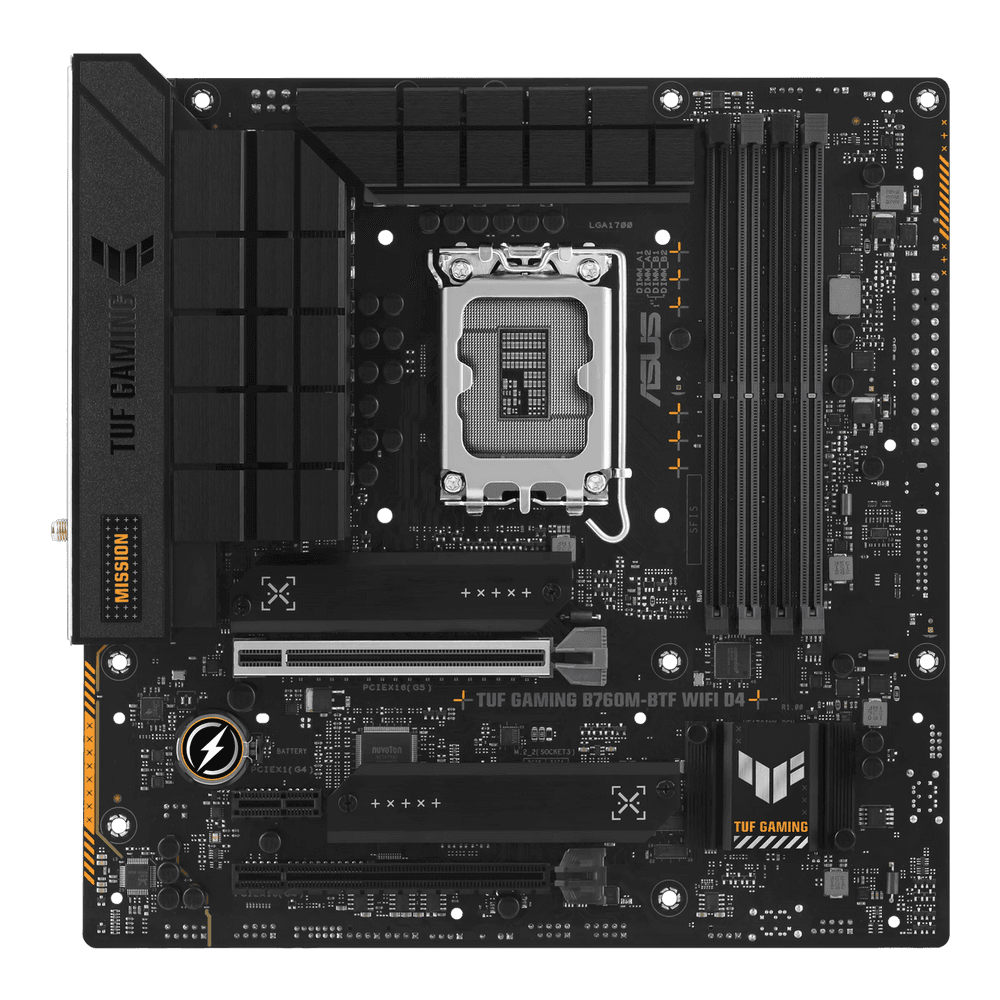 Материнская плата ASUS TUF GAMING B760M-BTF WIFI D4 LGA1700 mATX 4xDDR4 2xPCIEx16 PCIEx1 3xM.2 DP HDMI 2.5GLAN WiFi 6