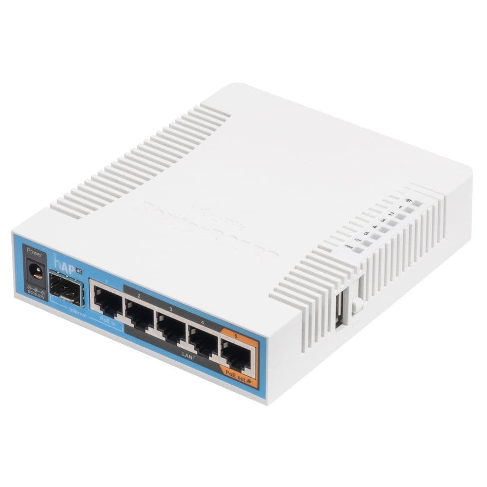 Точка доступа Wi-Fi MIKROTIK RB962UiGS-5HacT2HnT hAP ac Wi-Fi router. 802.11b/g/n/AC 2.4GHz/5GHz, 5x Ethernet 10/100/1000, USB, PoE {20} (003331)