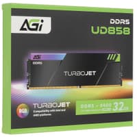 Оперативная память AGI DDR5 6400MHz CL36 32Gb Kit (16Gbx2) OC UDIMM + HEAT SINK –Turbojet+RGb lightbar -Color box - фото 4