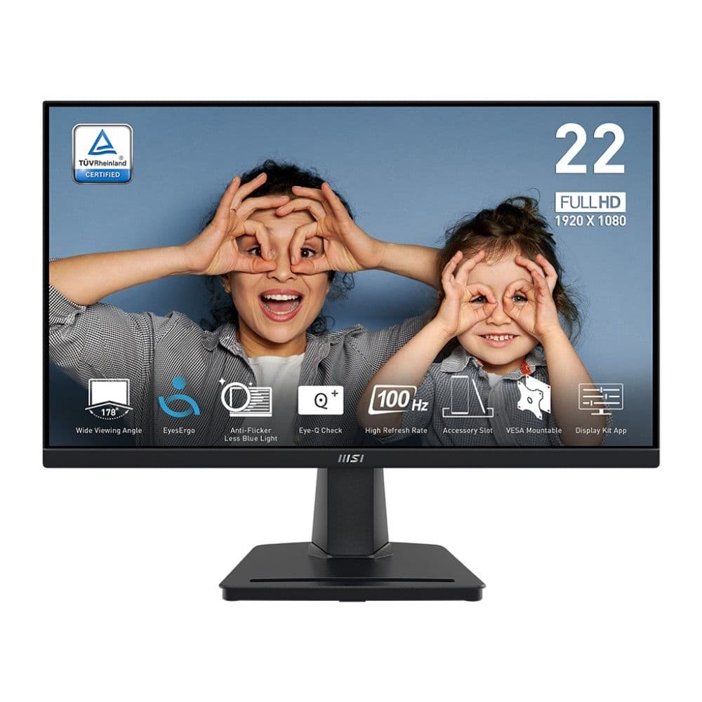 Монитор 21.45" MSI PRO MP225V  VA, 1920x1080, 100Hz, 4ms, 300сd/m, 4000:1,  | VGA, HDMI(1.4b) | InPSU, Vesa 100, Black