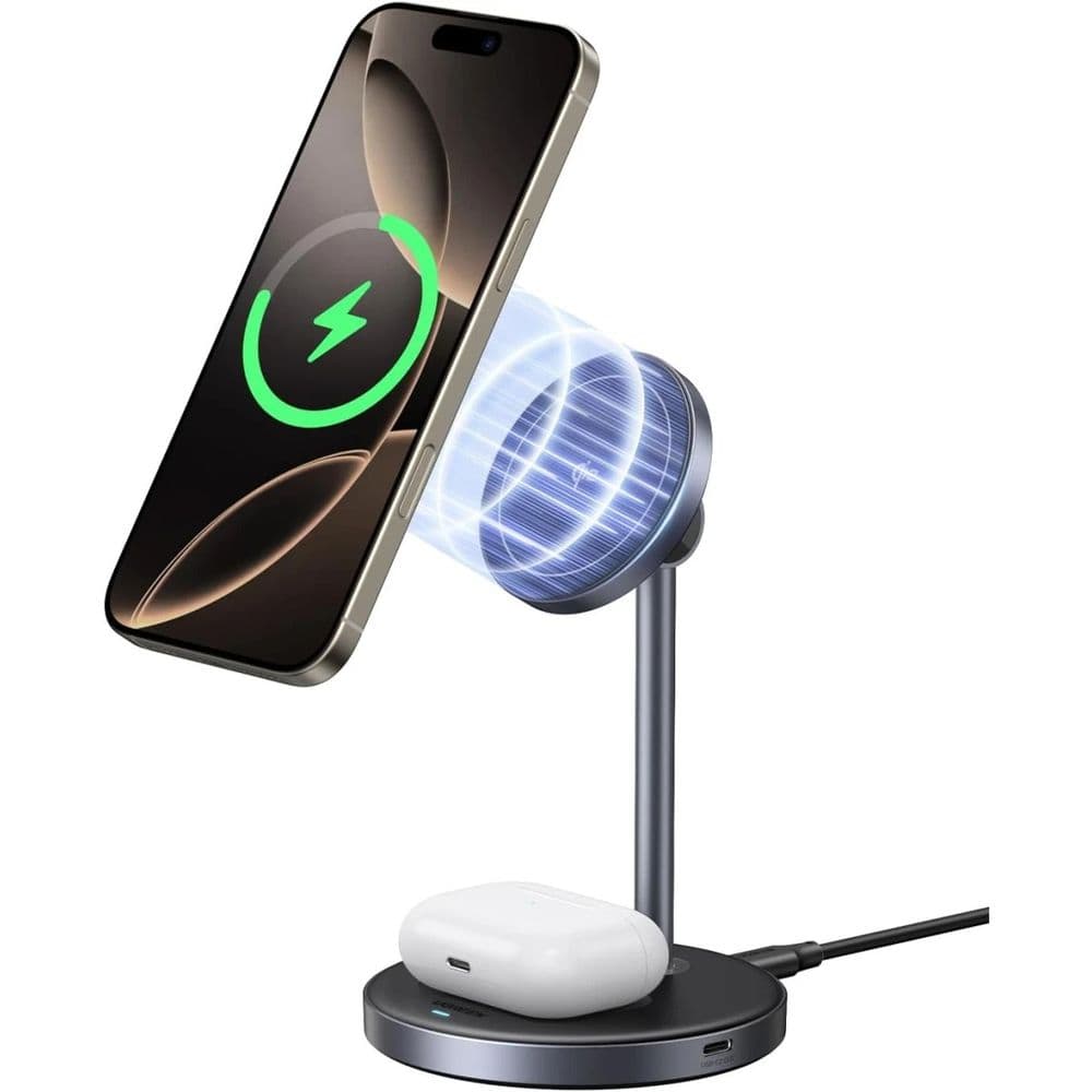 Подставка магнитная UGREEN W710 (45382) 2-in-1 15W Magnetic Wireless Charger для iPhone + AirPods. Ц