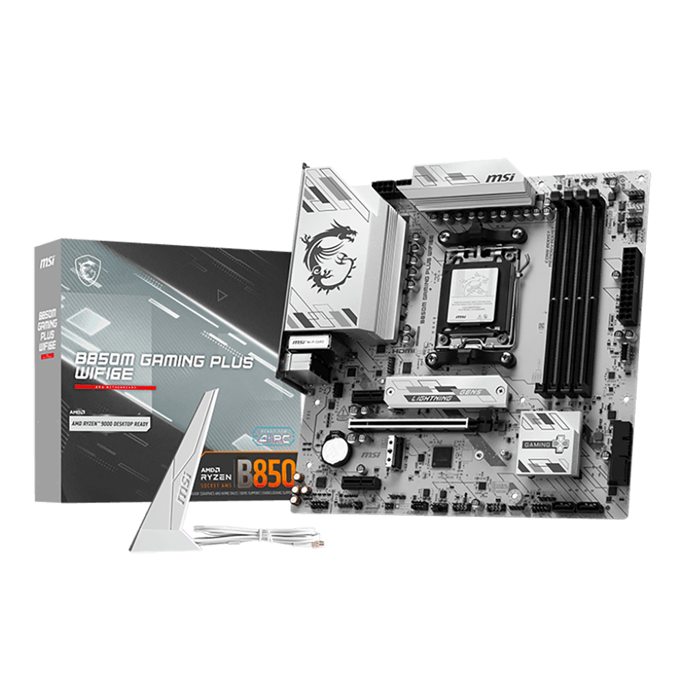 Материнская плата MSI B850M GAMING PLUS WIFI6E B850, AM5, 4*DDR5, 1*PCIEx16, 2*PCIEx1, 2*M.2, 2*TypeC, 3*USB3.2Gen2, 6*USB3.2Gen1, 4*USB2.0, 4*SATA3.0, 2.5G, DP, HDMI, M-ATX, RTL