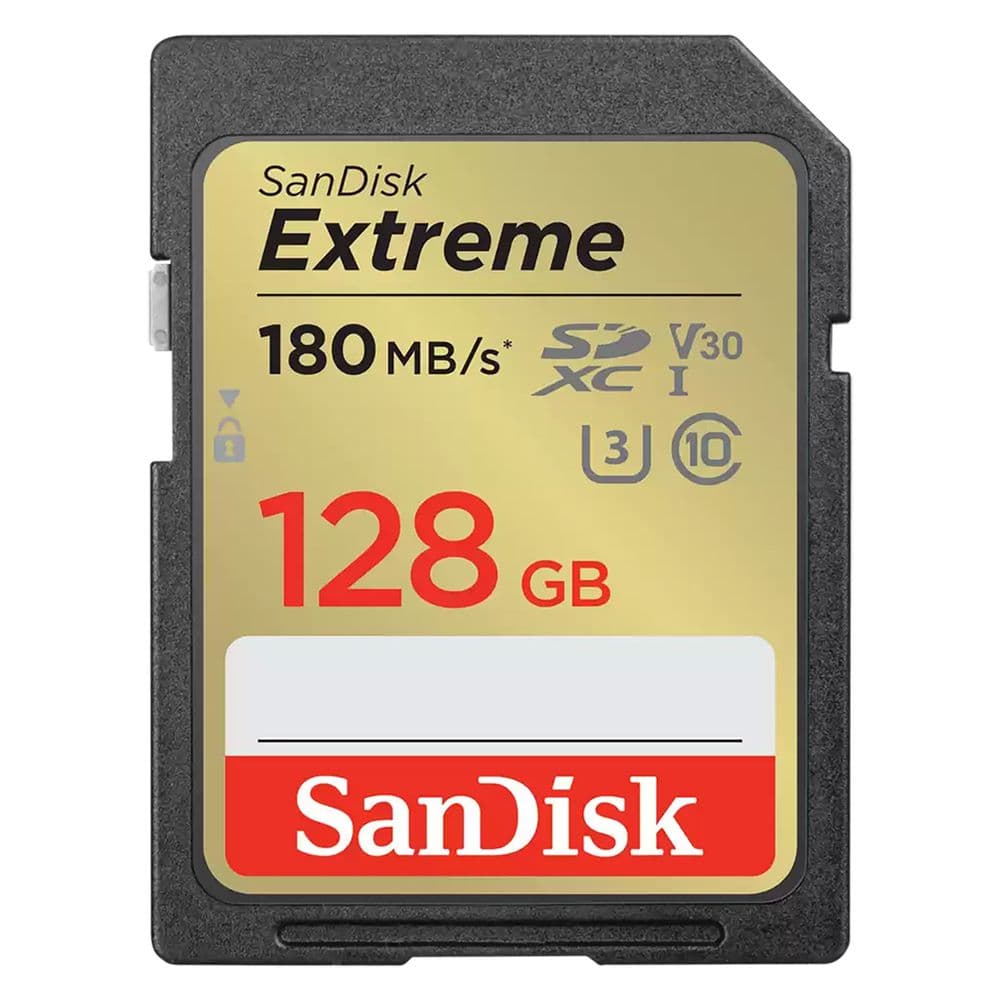 Карта памяти SanDisk Extreme SD UHS I 128GB Card for 4K Video for DSLR and Mirrorless Cameras  180MB/s Read & 90MB/s Write