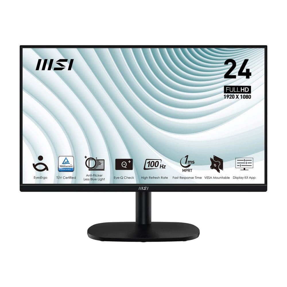 Монитор 23.8" MSI PRO MP245V  VA, 1920x1080, 100Hz, 4ms, 300сd/m, 4000:1,  | VGA, HDMI(1.4b) | ExPSU, Vesa 100, Black