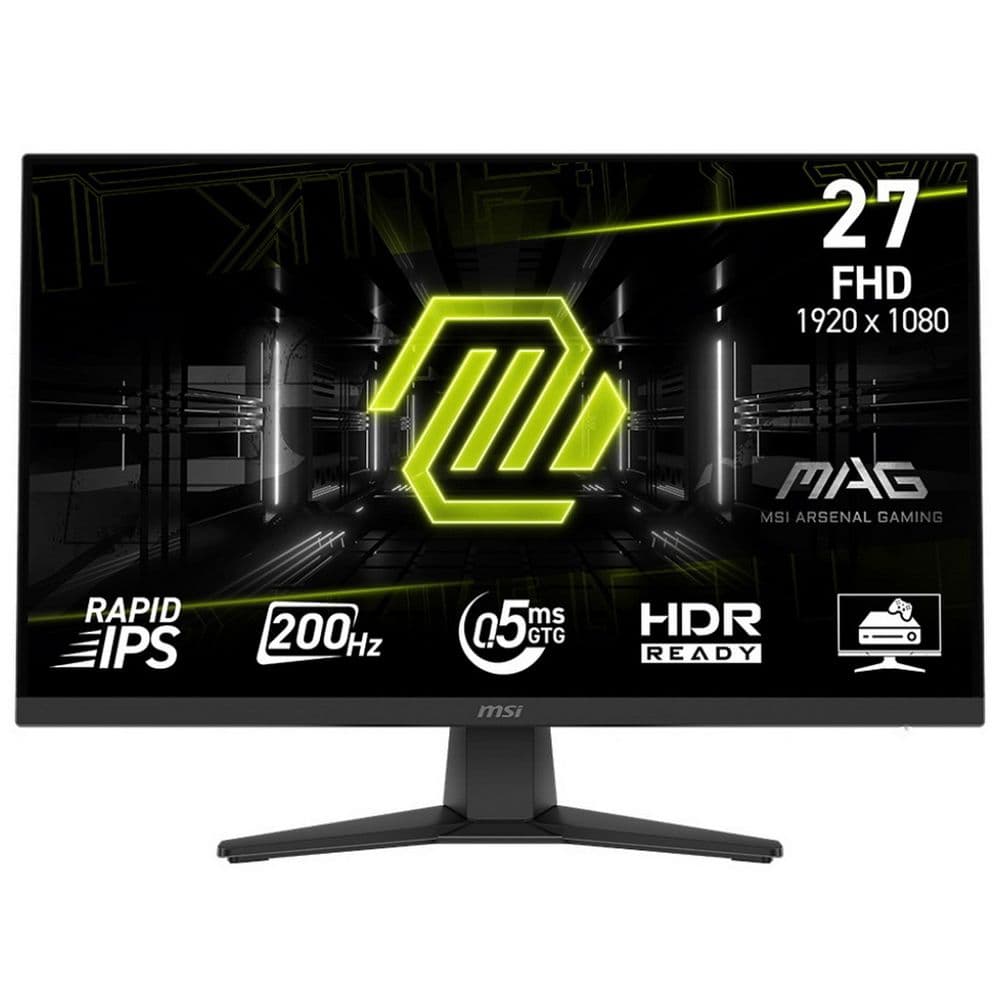 Монитор 27" MSI MAG 272F Rapid IPS, 1920x1080, 200Hz, 0,5ms, 300сd/m, 1000:1, HDR | HDMI(2.0b), DP(1.2a) | InPSU, Vesa 100, Black