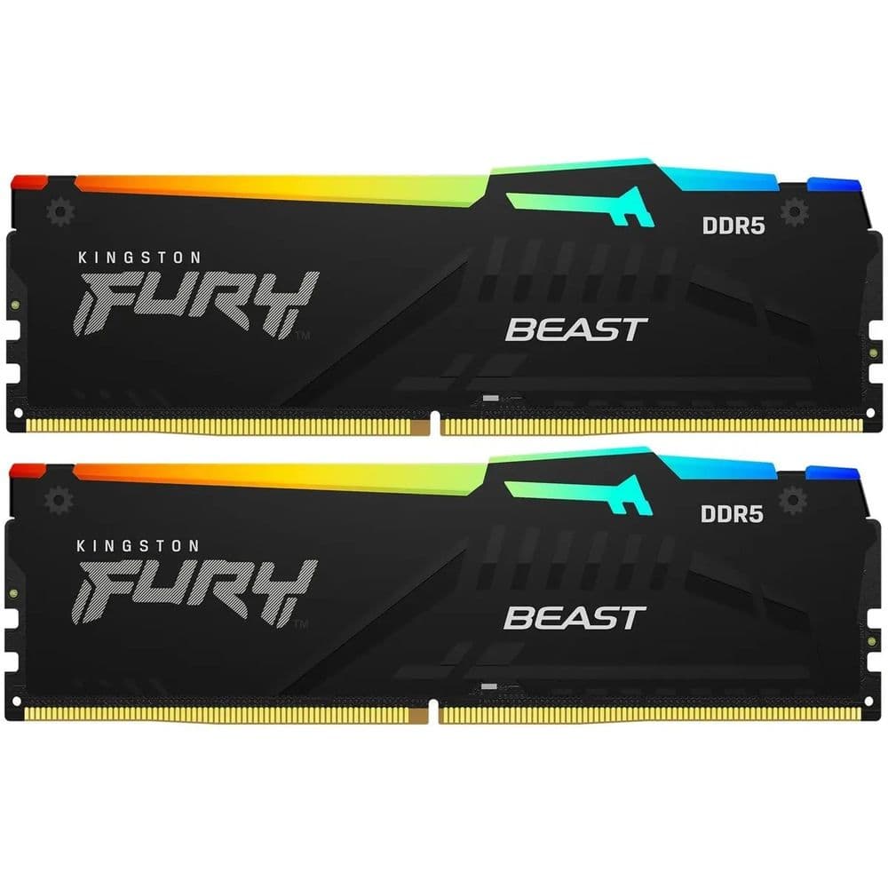 Модуль памяти Kingston 64GB DDR5 5600 DIMM FURY Beast Black RGB  kit 2*32,Non-ECC,  CL40, 1.25V, 288-pin RTL