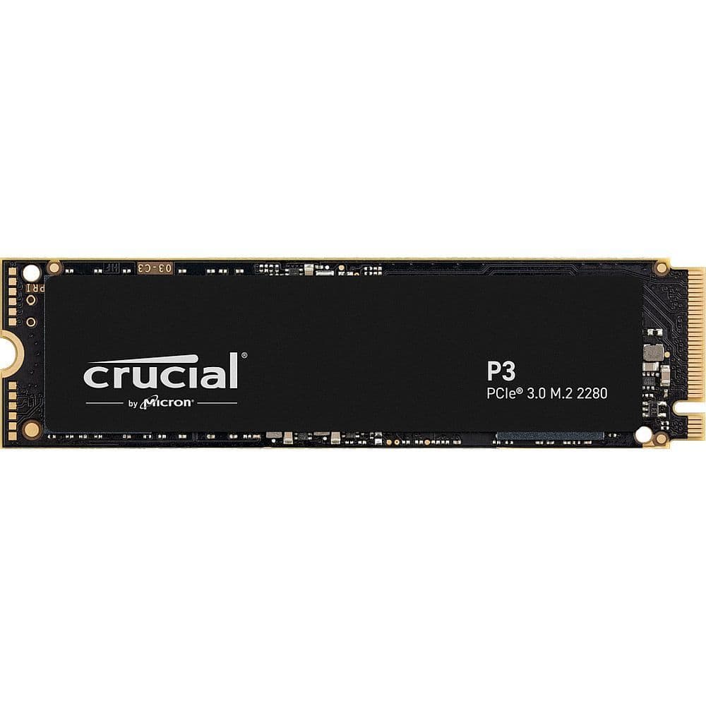 Твердотельный накопитель SSD Crucial P3, 1000GB, M.2(22x80mm), NVMe, PCIe 3.0 x4, QLC, R/W 3500/3000MB/s, TBW 220, DWPD 0 