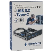 Адаптер Gembird Планка USB 3.0 на переднюю панель в отсек 3.5" 3xUSB-A 3.0 + 1xType-C - фото 4