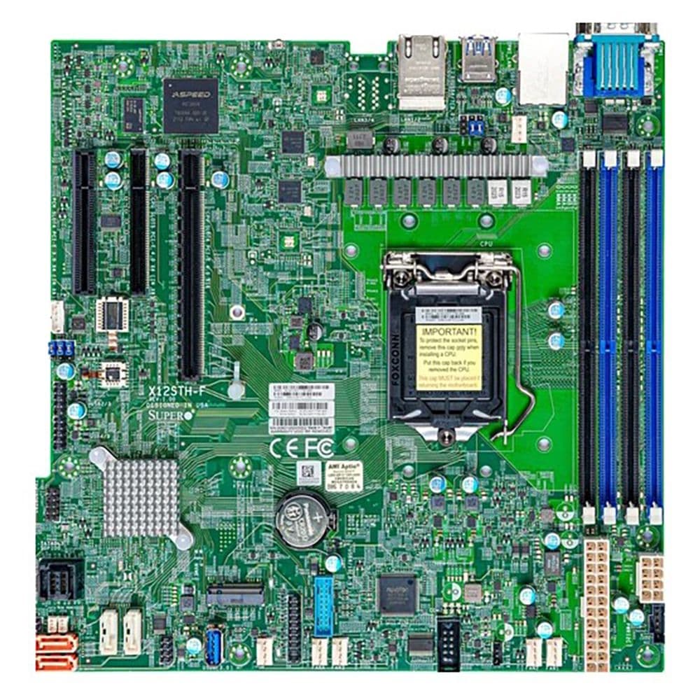 Материнская плата SuperMicro  MBD-X12STH-F-B Intel® Xeon® E-2300 Processor, 10th Generation Intel® Pentium® Processor, Single Socket LGA-1200 (Socket H5) supported, CPU supports Up to 95W TDP,Intel® C256,Up to 128GB ECC UDIMM, DDR4-3200MHz, in 4 DIMM slots