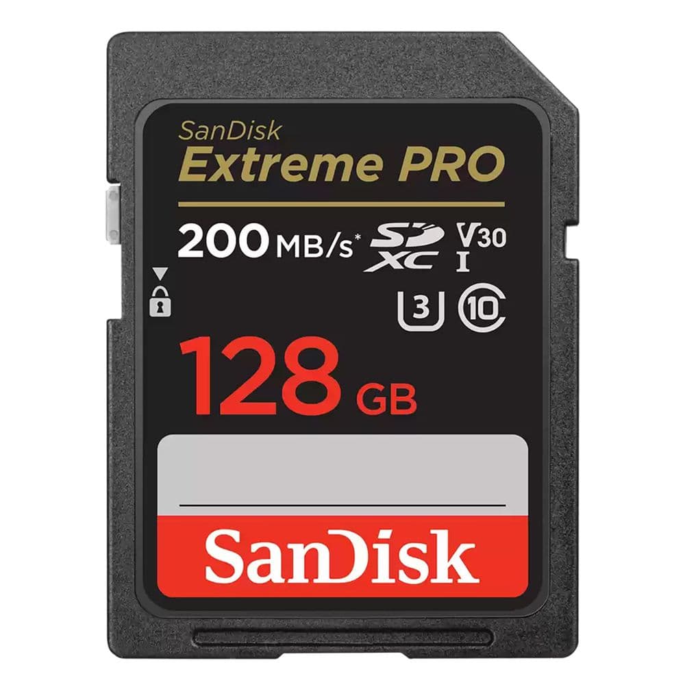 Карта памяти SanDisk Extreme Pro SD UHS I 128GB Card for 4K Video for DSLR and Mirrorless Cameras 200MB/s Read & 90MB/s Write