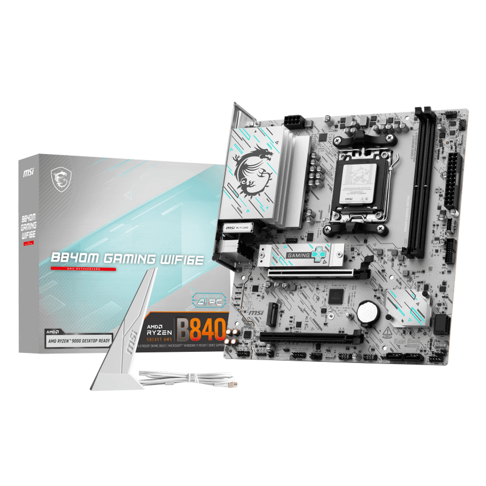 Материнская плата MSI B840M GAMING WIFI6E B840, AM5, 2*DDR5, 2*PCIEx16, 2*M.2, 1*TypeC, 6*USB3.2Gen1, 6*USB2.0, 4*SATA3.0, 2.5G, DP, HDMI, M-ATX, RTL