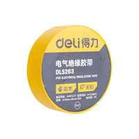 Изолента Deli DL5263 желтая, 0,13мм х 18мм х 9,15м, напряжение до 600В, температурный диапазон 0-80 грд., ПВХ - фото 1