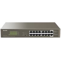 Tenda TEG1116P-16-150W Коммутатор неуправляемый PoE, 16 портов, 16x1 Гбит/с, PoE 16х30 Вт (до 135Вт), установка в стойку - фото 1
