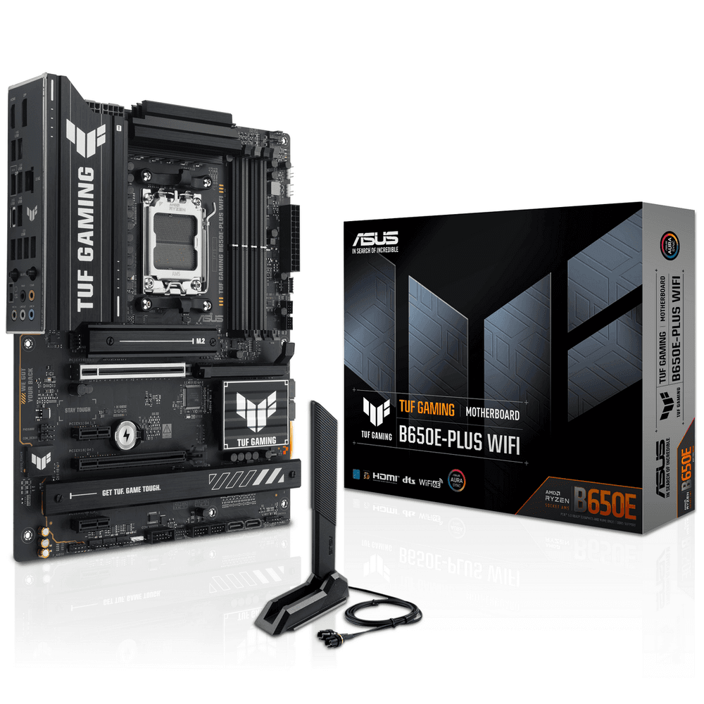 Материнская плата ASUS TUF GAMING B650E-PLUS WIFI AM5 ATX 4xDDR5 2xPCIEx16 2xPCIEx1 3xM.2 USB-C DP HDMI 2.5GLAN Wi-Fi 6E