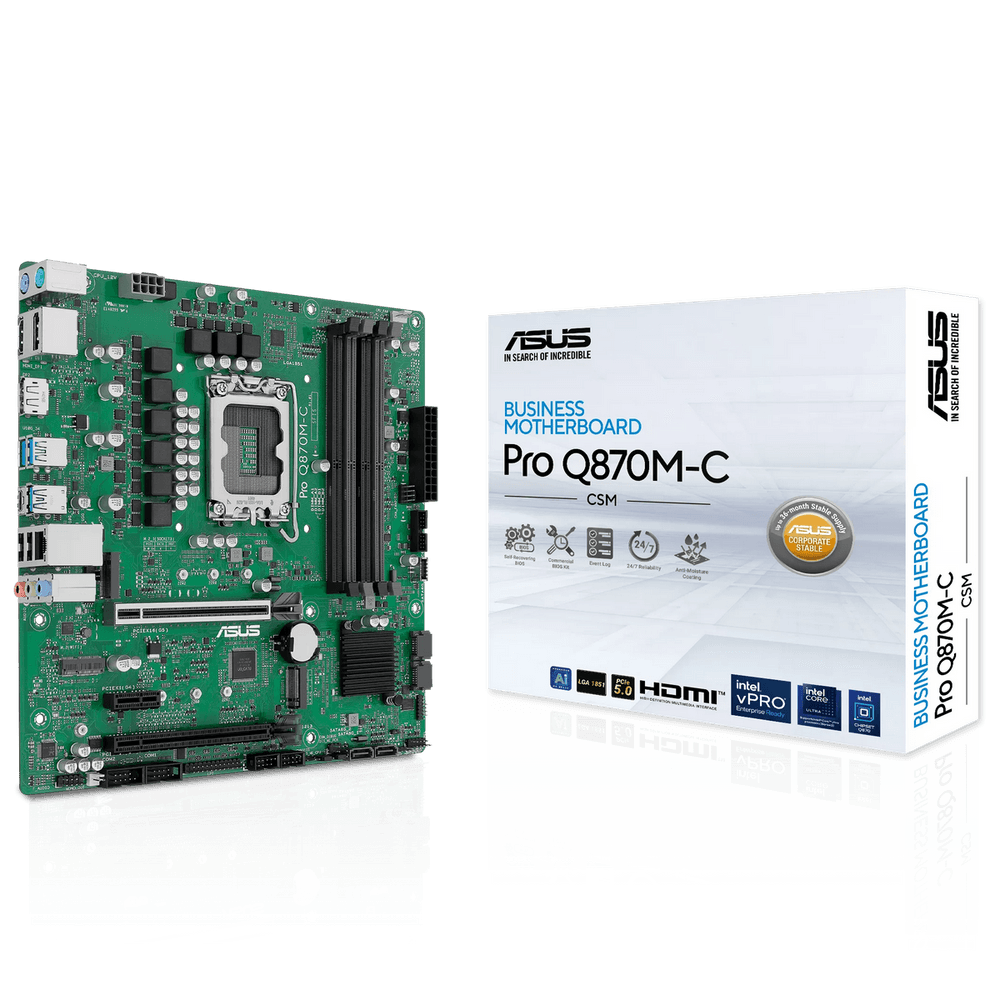 Материнская плата ASUS PRO Q870M-C-CSM LGA1851 mATX 4хDDR5 2хPCIEx16 PCIEx1 2xM.2 USB-C DP HDMI GLAN