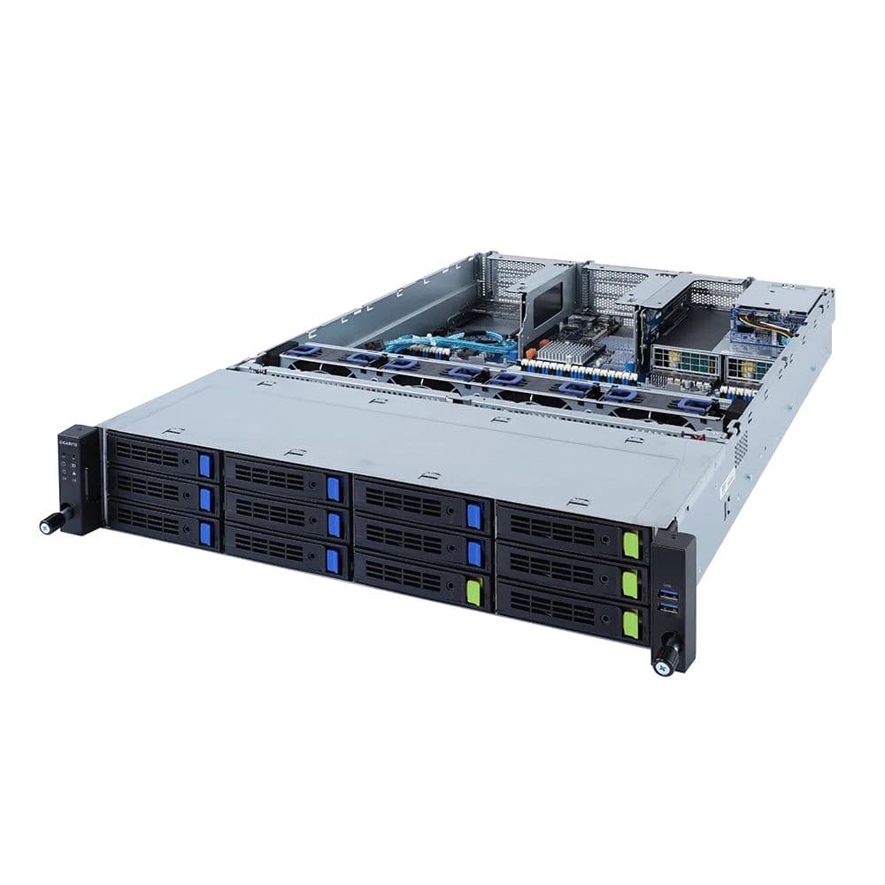 Платформа системного блока Gigabyte R282-3CA 2U, 2x LGA4189, 32x DIMM DDR4, 12x 3.5" SAS/SATA (8x NVME Gen 4), 2x 2.5" SATA/SAS in re side, 6x PCIE Gen 4 x16, 1x OCP 3.0 x16, 1x OCP 2.0 x8, AST2600, 2x 1300W, батарейка CR2032 не установлена