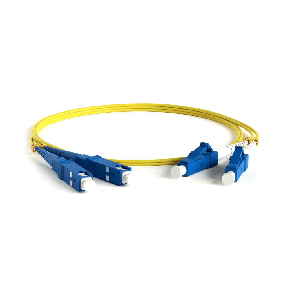 Кабель Hyperline FC-D2-9-LC/UR-SC/UR-H-1M-LSZH-YL Патч-корд волоконно-оптический (шнур) SM 9/125 (OS2), LC/UPC-SC/UPC, 2.0 мм, duplex, LSZH, 1 м