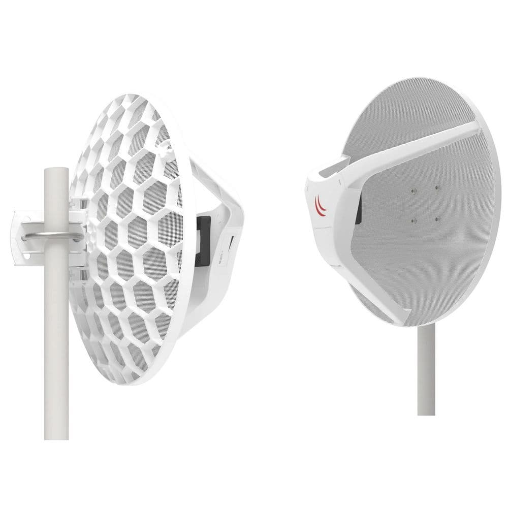 Точка доступа Wi-Fi MIKROTIK RBLHGG-60adkit Wireless Wire Dish КОМПЛЕКТ ИЗ 2 ШТУК (Pair of preconfigured LHGG-60ad devices for 60Ghz link (60GHz antenna, 802.11ad wireless, four core 716MHz CPU,256MB RAM, 1x Gigabit LAN, RouterOS L3, POE, PSU) for 1Gbps full duplex on distances of u