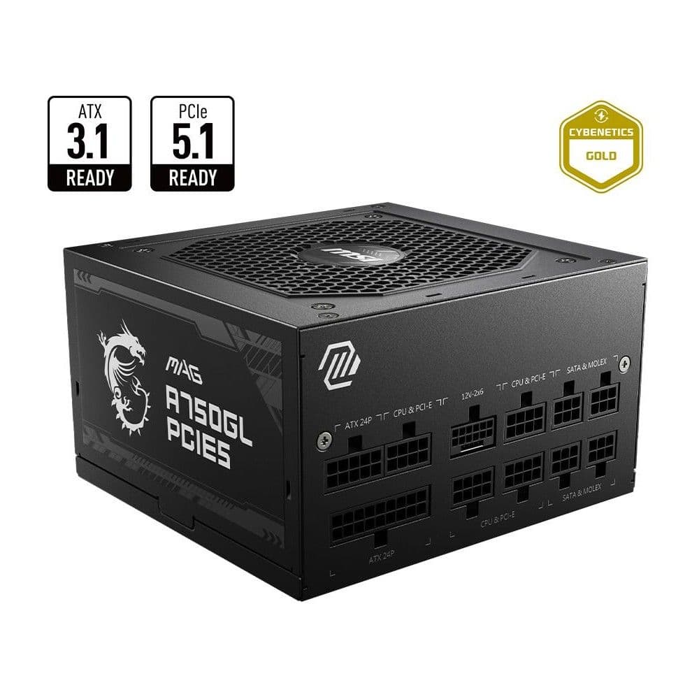 Блок питания ПК MSI MAG A750GL PCIE5 750W, 80+ Gold, полностью модульный, ATX 3.1, PCIE5.1, RTL bp