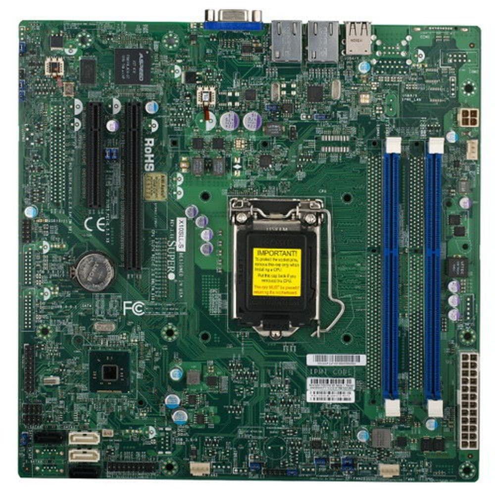 Материнская плата SuperMicro MBD-X10SLL-S-O, RTL {10} Micro-ATX LGA 1150 Up to 16GB Unbuffered ECC UDIMM DDR3-1600MHz, in 2 DIMM slots 2x 240-pin DDR3 DIMM sockets 2 SATA3 (6Gbps) ports 2 SATA2 (3Gbps) ports 1 PCI-E 3.0 x8 1 PCI-E 3.0 x8