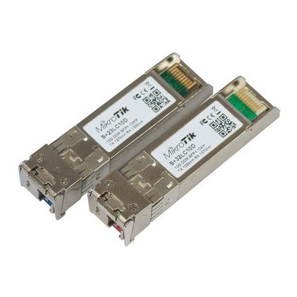 Трансивер MIKROTIK S+2332LC10D Комплект из 2 шт bidirectional SFP 10G 10km modules (10G T1270nm/R1330nm, Single LC-connector + 10G T1330nm/R1270nm, Single LC-connector)