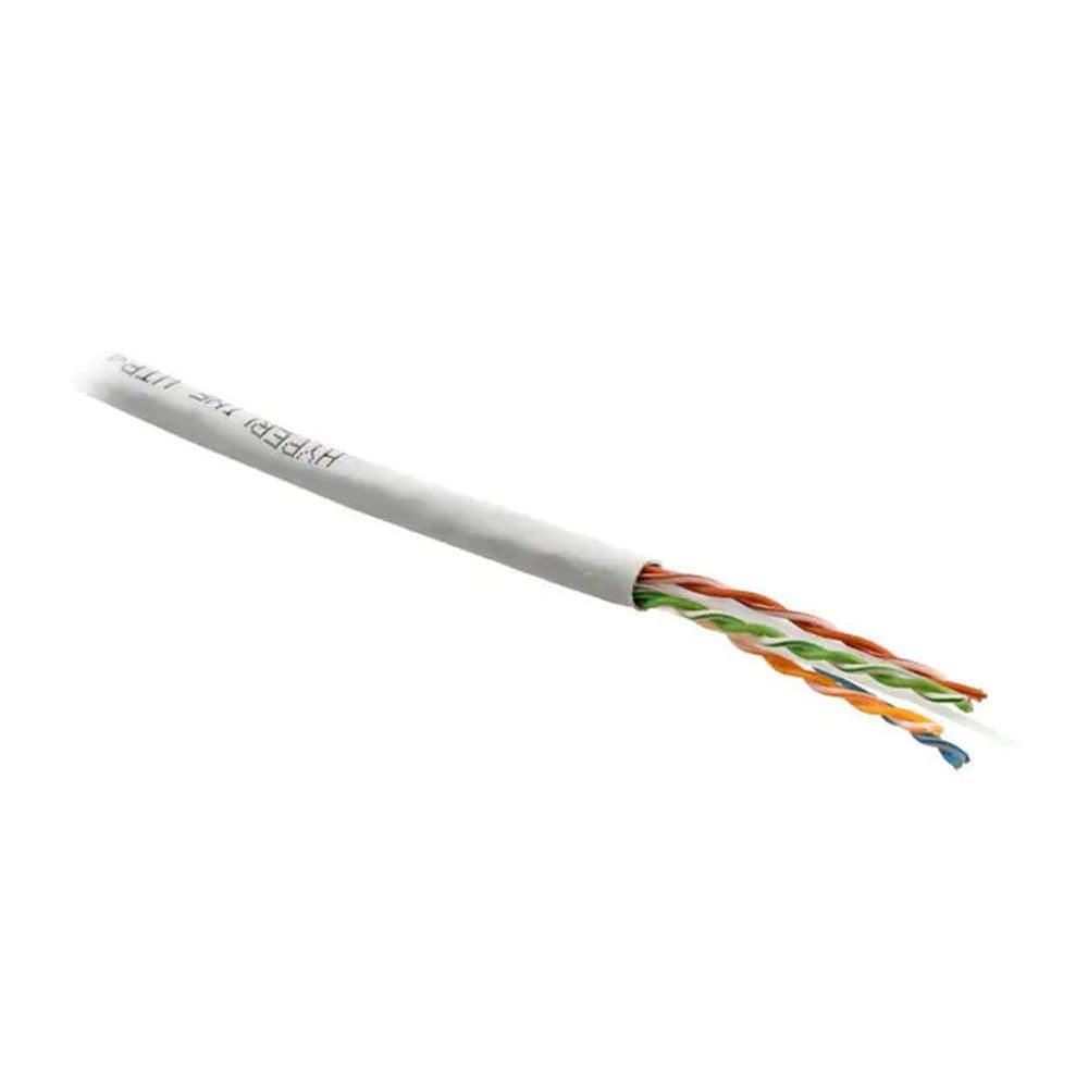 Кабель Hyperline UUTP4R-C6-S23-IN-LSZH-GY-305 (305 м) Кабель витая пара, неэкранированный U/UTP, категория 6, 4 пары 23 AWG, 4х2х0,57 мм, однопроволочные жилы, LSZH, нг(А)-HF, внутренний -20°C – +60°C, серый, системная гарантия 25 лет