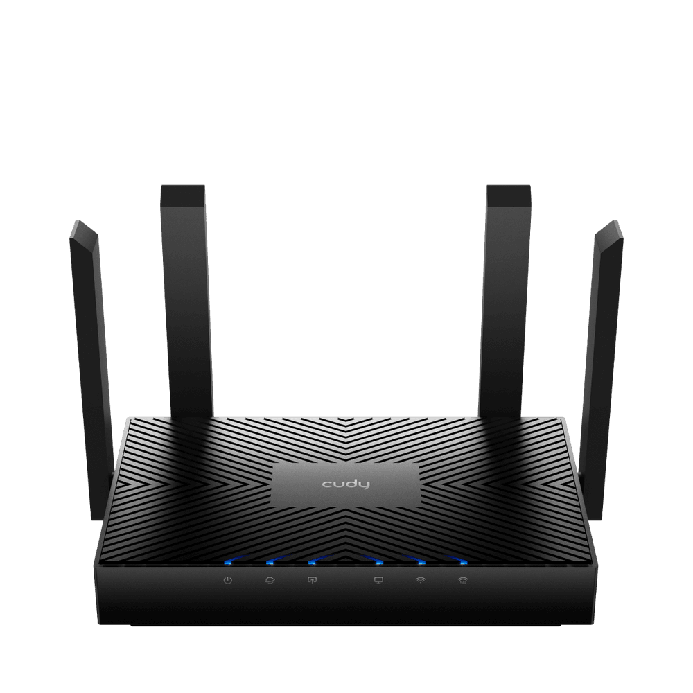 Маршрутизатор CUDY AX3000 Gigabit Wi-Fi 6 Mesh Router Dual Band, Chipset MT7981BA+MT7976CN+MT7531AE, 802.11ax/ac/a/b/g/n, 2402Mbps at 5GHz + 574Mbps at 2.4GHz, 4 10/100/1000Mbps Ports, 4 x 5dBi fixed antennas, WiFi router/AP/ Repeater/WISP Mode, PPTP/L2TP/OpenVPN/WireGuard, 