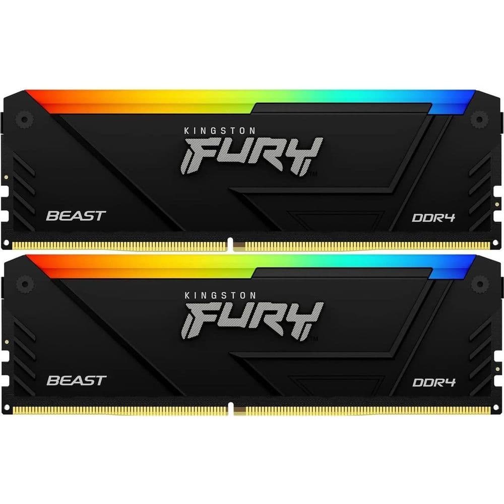 Модуль памяти Kingston 32GB DDR4 3200MHz DIMM FURY Beast Black RGB XMP kit 2x16Gb, CL16, 288-pin  1.35V  Non-ECC