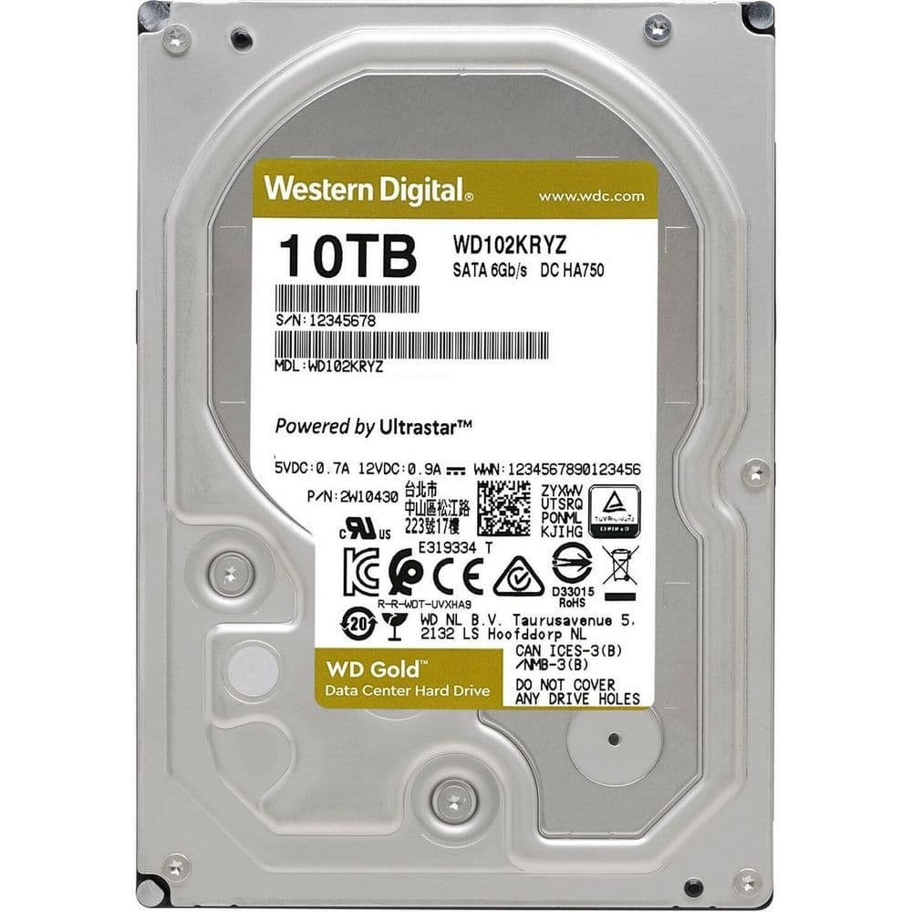 Жесткий диск Western Digital Gold WD102KRYZ 10ТБ 3,5"  SATA 3, Cache 256MB 512E, 7200 rpm OEM {20}