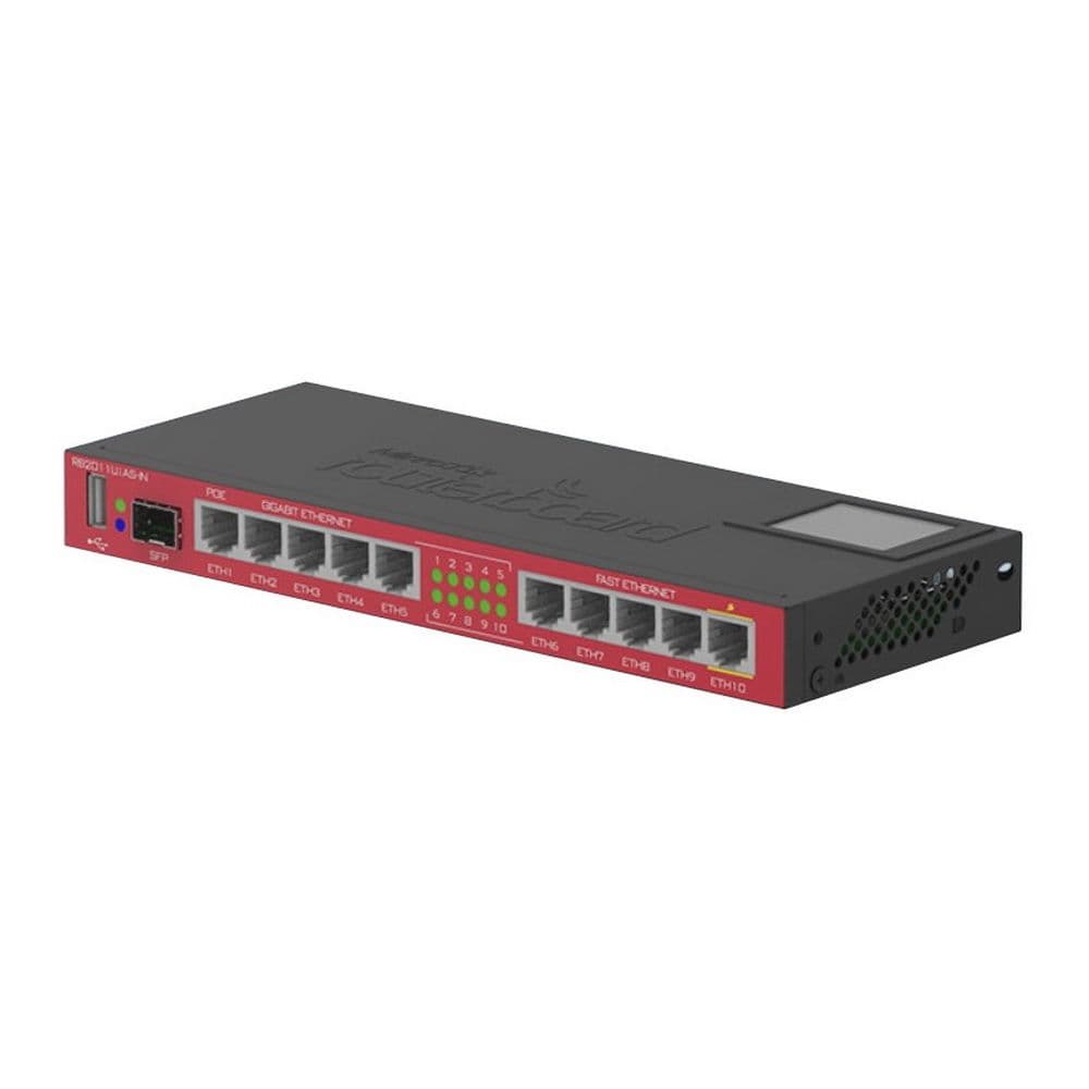 Маршрутизатор MIKROTIK RB2011UiAS-IN Router. Ethernet 5x 10/100 + 5x 1000 +SFP. PoE. microUSB, touchscreen LCD {20} (000330)