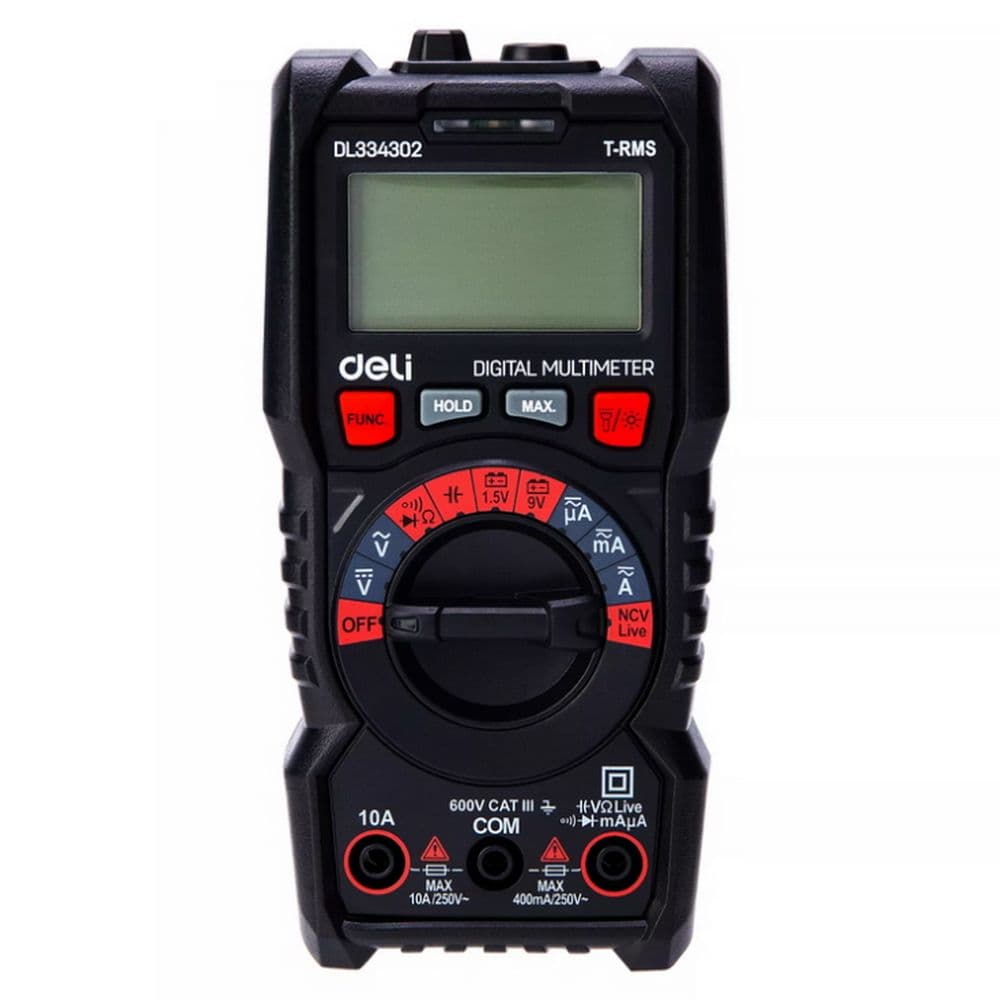 Многофункциональный цифровой мультиметр Deli DL334302 напряж. 0,2-600В, AC/DC, ЖК-дисплей