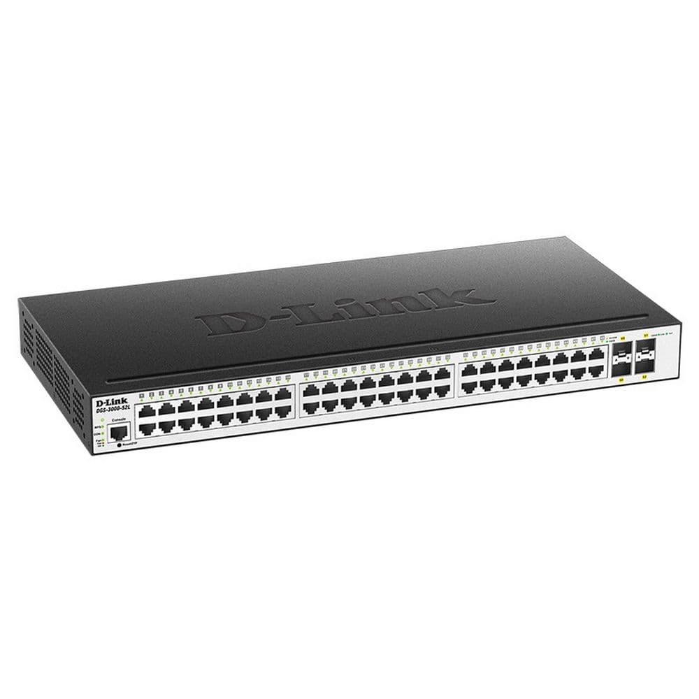 Коммутатор D-Link DGS-3000-52L/B1A Управляемый коммутатор 2 уровня с 48 портами 10/100/1000Base-T и 4 портами 1000Base-X SFP, RTL