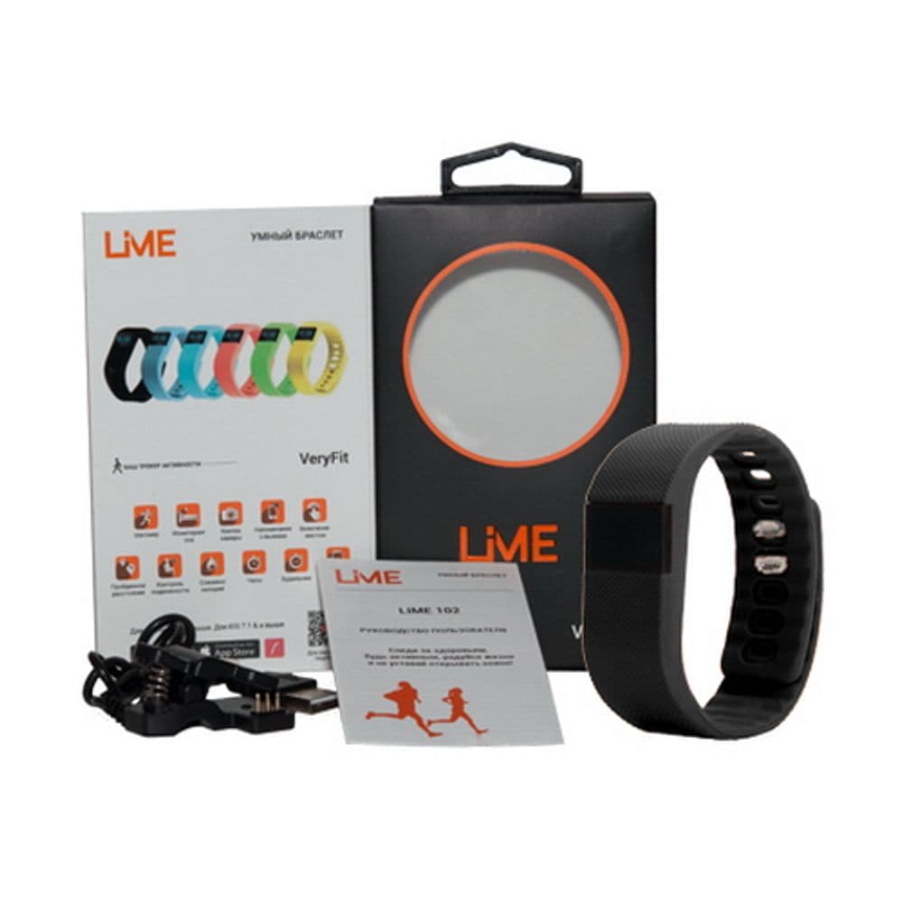 Фитнес-браслет Lime Lime 102 black Шагомер, Подсчет калорий, Часы, Будильник, Черный ремешок