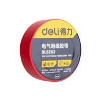 Изолента Deli DL5262 красная, 0,13мм х 18мм х 9,15м, напряжение до 600В, температурный диапазон 0-80 грд., ПВХ - фото 1