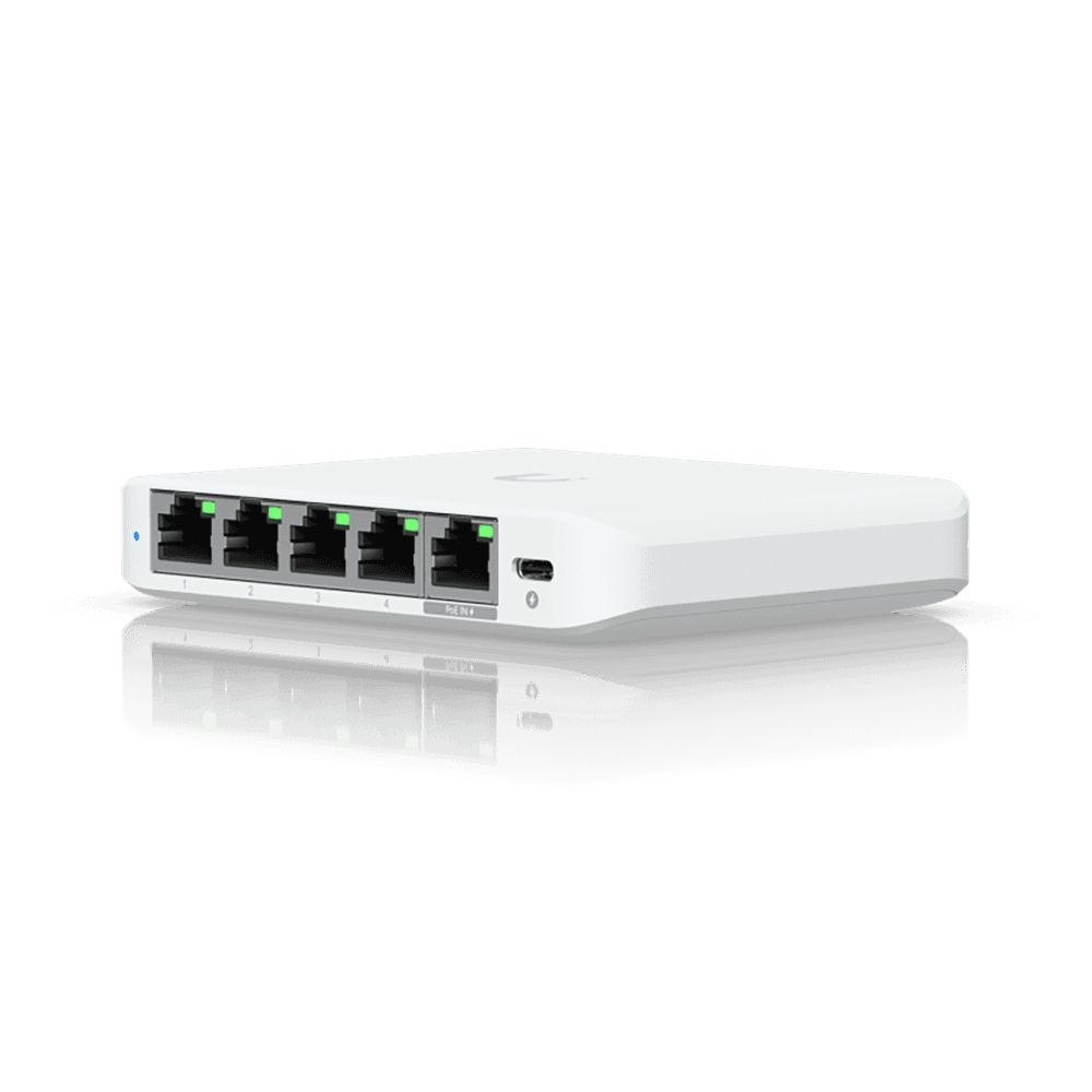Коммутатор Ubiquiti UniFi Switch Flex Mini 2.5G Compact, 5-port 2.5G switch that can be powered with PoE or a USB-C adapter.