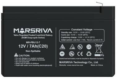 Герметичная свинцово-кислотная батарея MR-PBU12-7, 12B/7Ач, 2.02кг, MARSRIVA