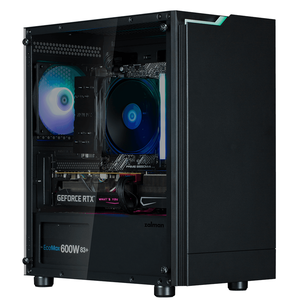 Корпус MINITOWER mATX Mini-ITX W/PSU до 8xFan(1x120mm ARGB предустановлено) черный с окном T4 Plus Zalman