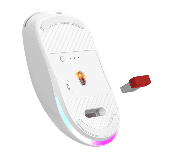 Мышь беспроводная Bluetooth/2.4G/провод. игровая 6кн. 7200dpi RGB белый Stone GM-551 52554 DEFENDER
