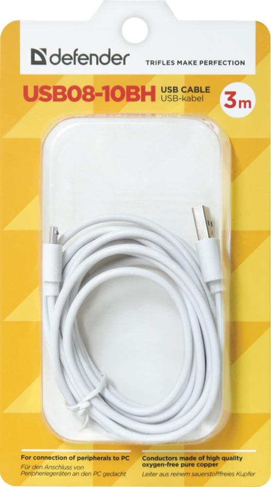 Кабель USB2.0/MICROUSB 3M USB08-10BH 87468 DEFENDER