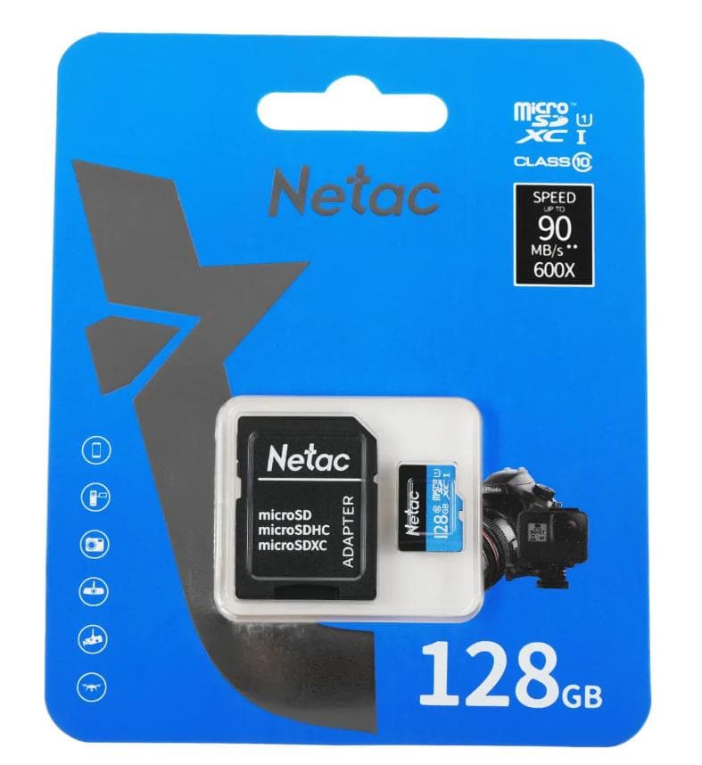 Карта памяти MICRO SDHC 128GB + ADP NT02P500STN-128G-R NETAC