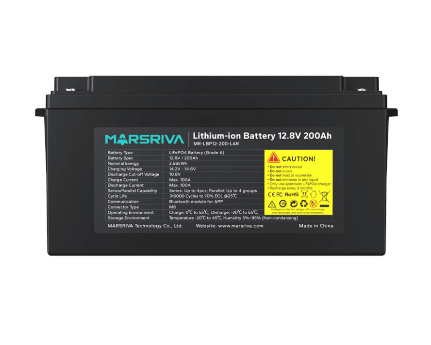 LiFePO4 Батарея MR-LBP12-200-LAR, 12.8В/200Ач, Класс А, 2.56кВт*ч, 6000 циклов MARSRIVA