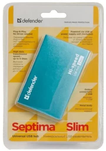 Концентратор USB2 7PORT SEPTIMA SLIM 83505 DEFENDER